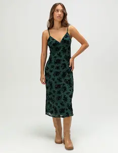 FULL TILT Flocked Womens Mesh Midi Dress