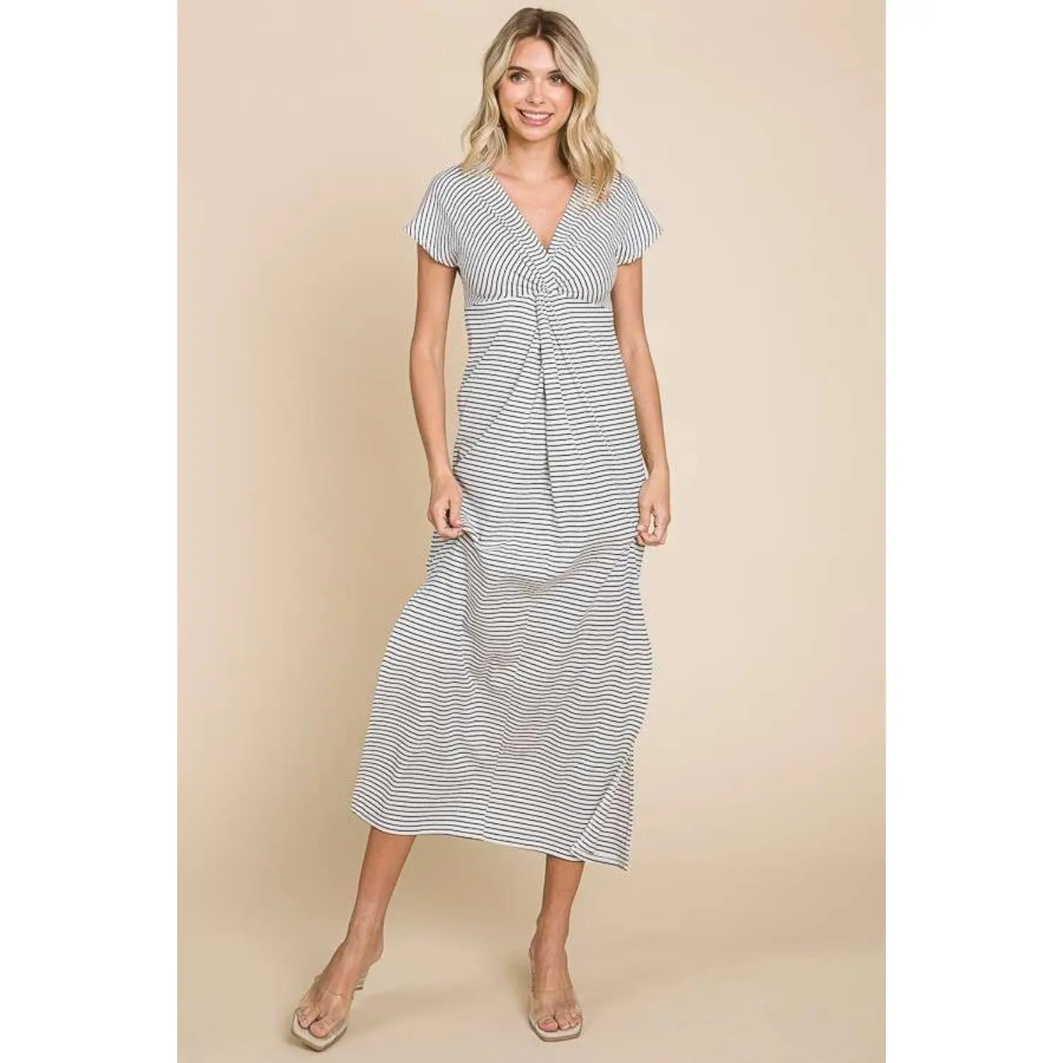 Culture Code Full Size Striped Twisted Detail Dress