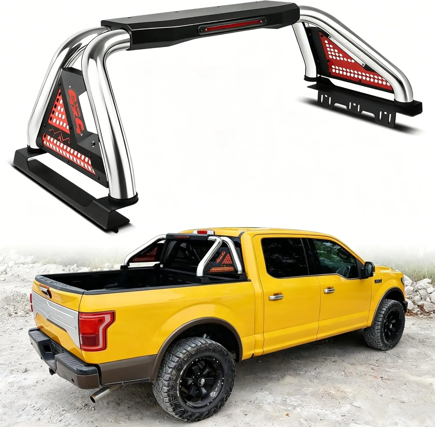 MONOKING Stainless Steel Roll Bar - Compatible with 2007-2026 Tacoma, Gladiator, Colorado, Ranger, Canyon, Frontier, Dakota - Tonneau Compatible, Equipped with 3rd Brake Light, Monoking Roll Bar