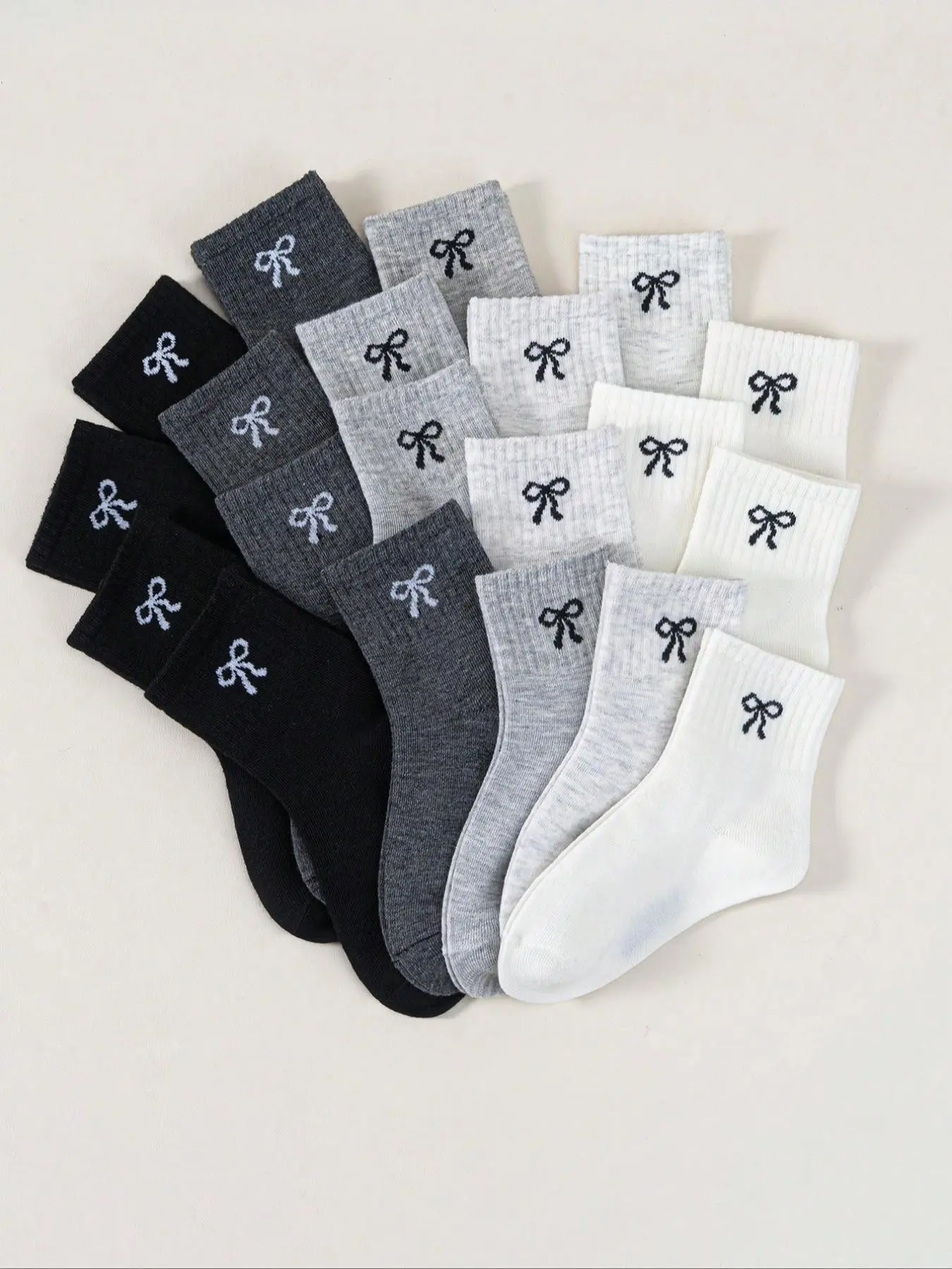 10/20 Pairs Kids Crew Socks, All-Season Plain Bow Design, Cute & Comfortable, Soft Breathable Skin-Friendly, Daily Wear, Breathable Comfy Socks, Knitted Socks