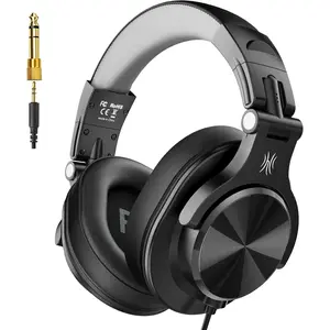 A71D Wired Over-Ear Headphones, Studio  Headsets, Hi-Res DJ Stereo Headphone with Foldable Design, 3.5/6.35MM Plug for AMP Recording Podcast Mixing PC Guitar - Black