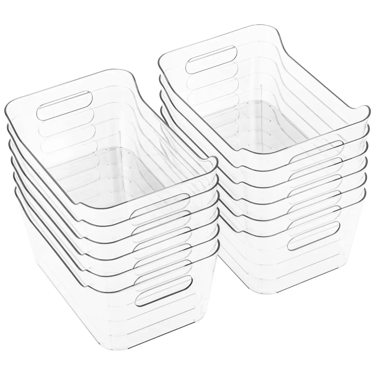 [Limited Time Deal] 12 Pack Plastic Storage Bins, Multi-Use Organizer Bins, Pantry Organizer, Clear Storage Containers, Bins for Home & Kitchen Boxes