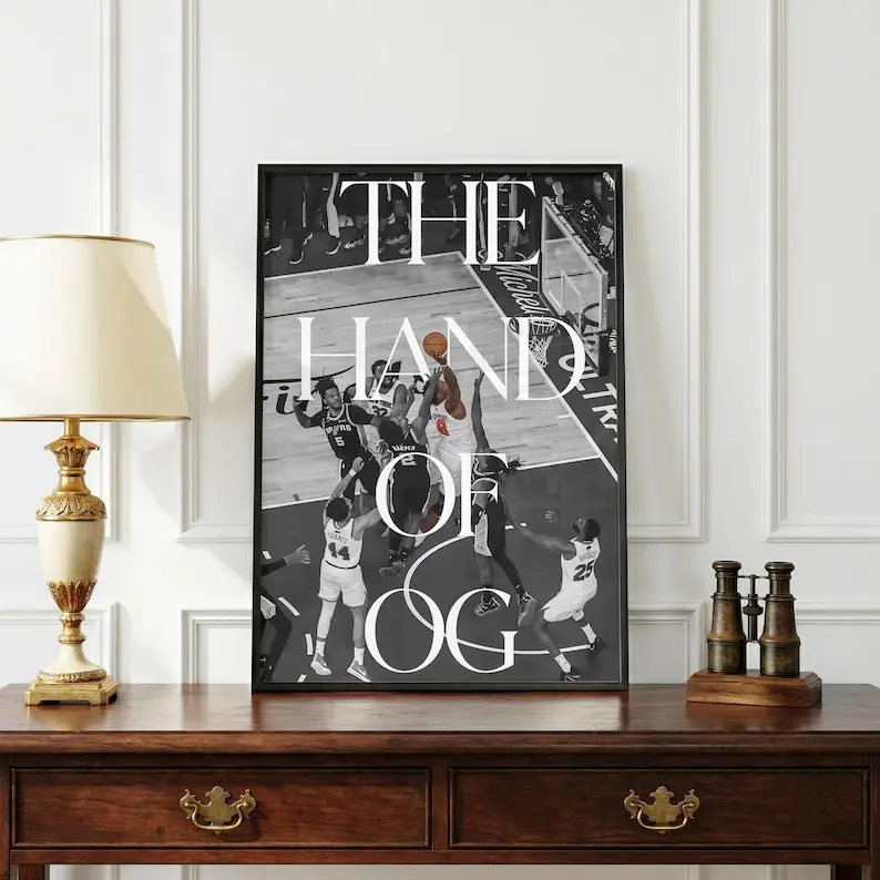 Champions New York Knicks The Hand of OG Poster  NBA Finals Game 4 Poster  OG Anunoby Hand of God Aesthetic  Modern Editorial Poster1 sohochic