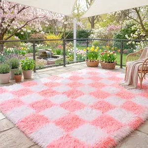 BOOPBEEP Modern Fluffy Shaggy Area Rug For Living Room, Super Soft And Cozy Rug, Non-Slip Plush Carpet For BedRoom, Floor Mat For Home Decor, Back To School Supplies, Accent Rugs And Floor Covering, Fuze Rug, persian rugs, Gift for Mother's Day, Pink Rug