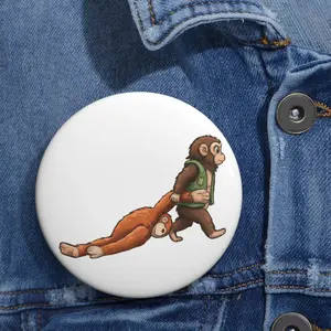 Youre Never Alone Pin Button, Punch Monkey Hug Badge, Wholesome Comfort Quote Pin, Emotional Support Button for Bags & Jackets