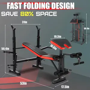 Comprehensive Weight Bench Set Including Squat Rack, Versatile And Collapsible Workout Bench Press Set with Leg Developer And Preacher Curl Pad for Complete for Home Gym Training