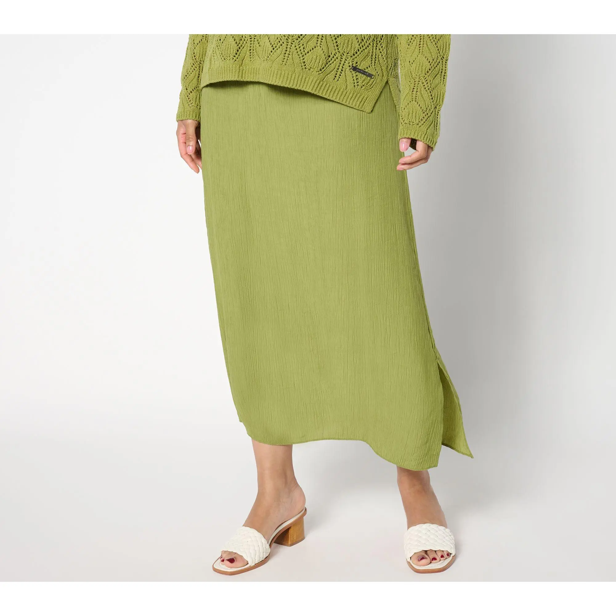 Peace Love World Regular Crinkle Satin Pull-On Skirt