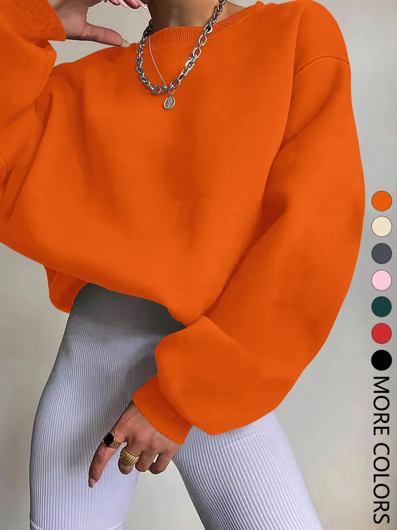 Women's Fall Winter Casual Minimalist Long Sleeve Pullover Sweater, Fitted Round Neck Plain Top, Fashionable Multi-Color Options, Basic Sweatshirt, 1 Piece, Womenswear