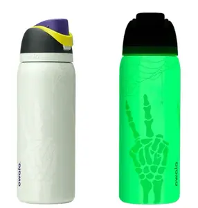 Owala Freesip 32oz RIP Glow-in-the-Dark Spider Web Double Lid Water Bottle, Stainless Steel Insulated Mug