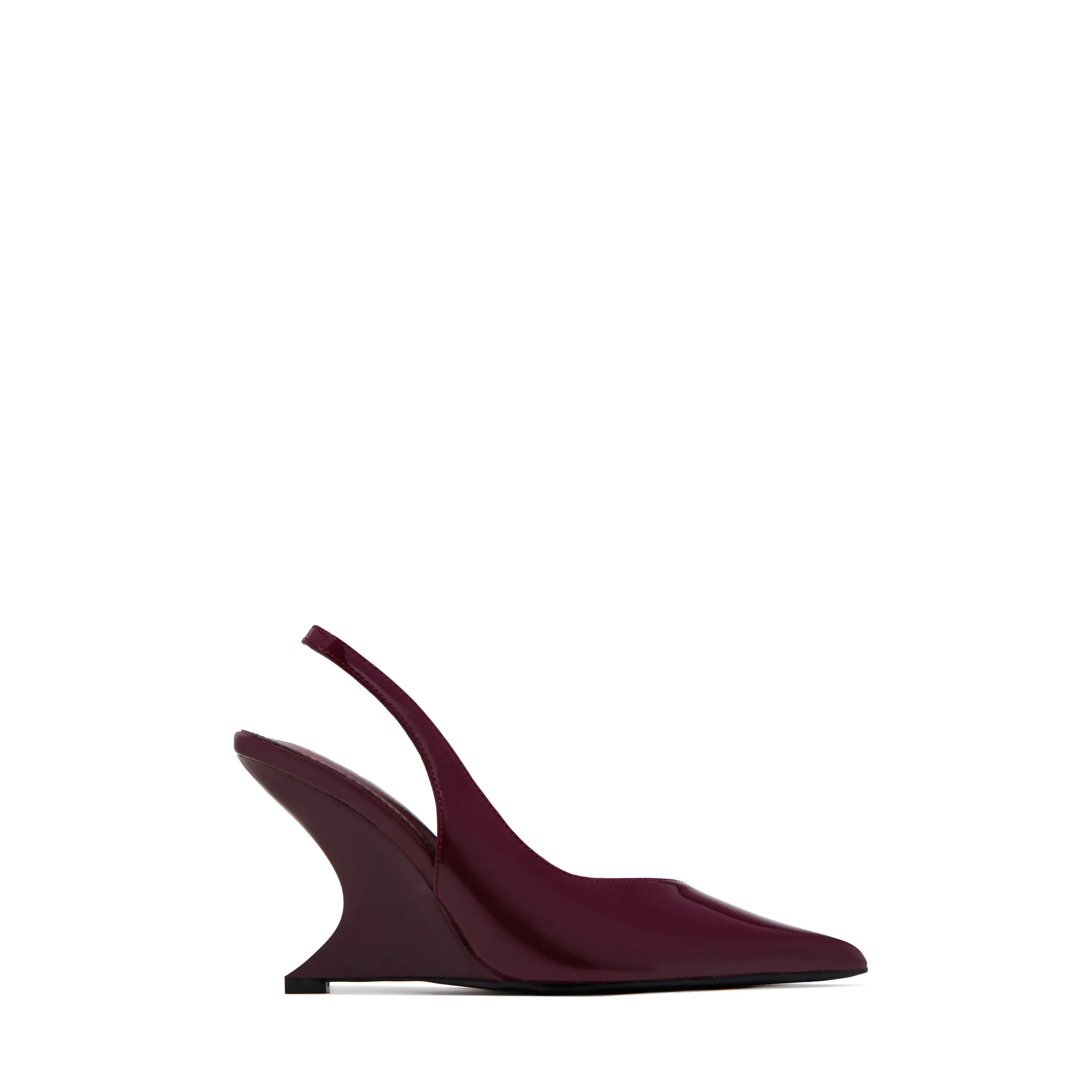 Kayla Wedge Slingback Heels - Wine