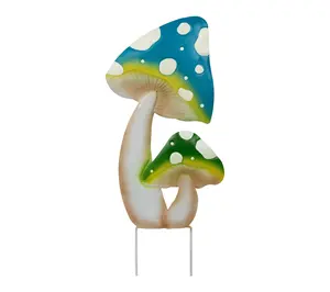Northlight Double Spotted Mushrooms Garden Stake 16"