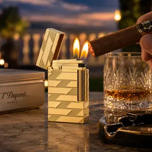 [Double Flame] DUPONT Monogram 1872 Gold lighter Brass 140g Luxury Gift