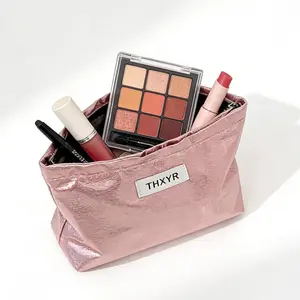 Gorgeous Shiny Makeup Bag, Spacious & Stylish, Portable Cosmetic Storage, Travel Clutch, Toiletry Pouch, Glam Glossy Design for Daily Use all-day free sample products shipping