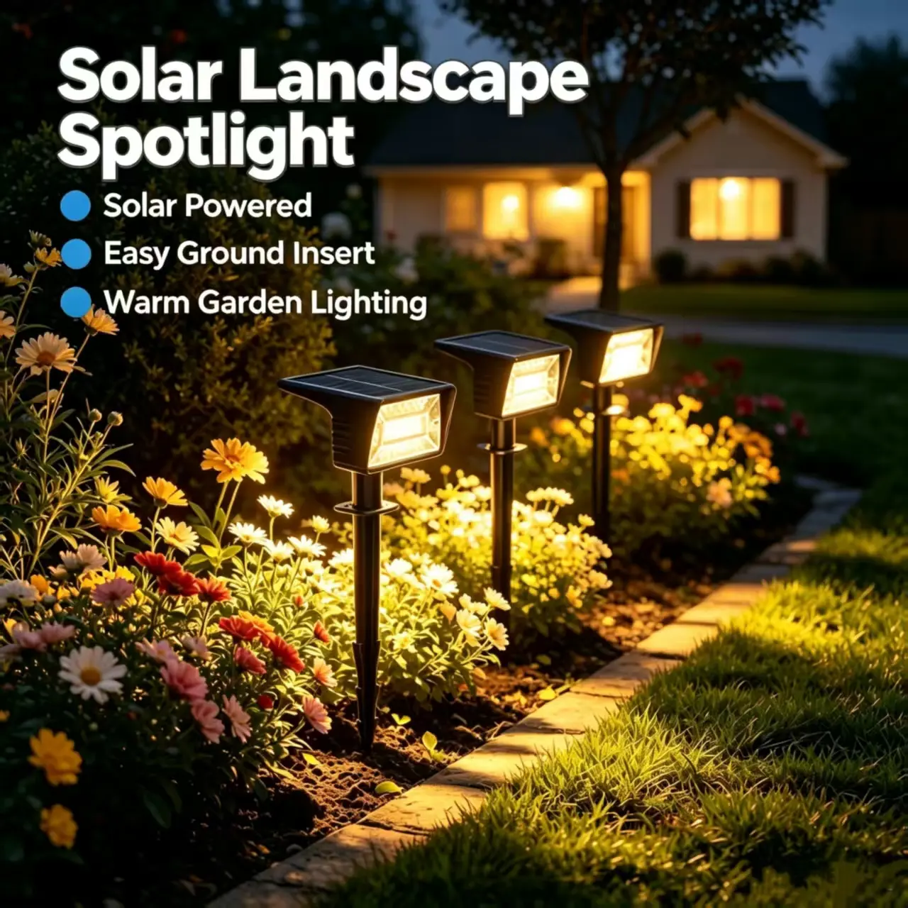 KEXU 2-Pack 5W-15W Smart Plastic IP68 Waterproof Outdoor Solar Landscape Spotlights - Adjustable Head, 3 Lighting Modes, Auto Dusk-to-Dawn, Light Dimmable Daylight LED, USB Night Light for Decking & Patio, Garden