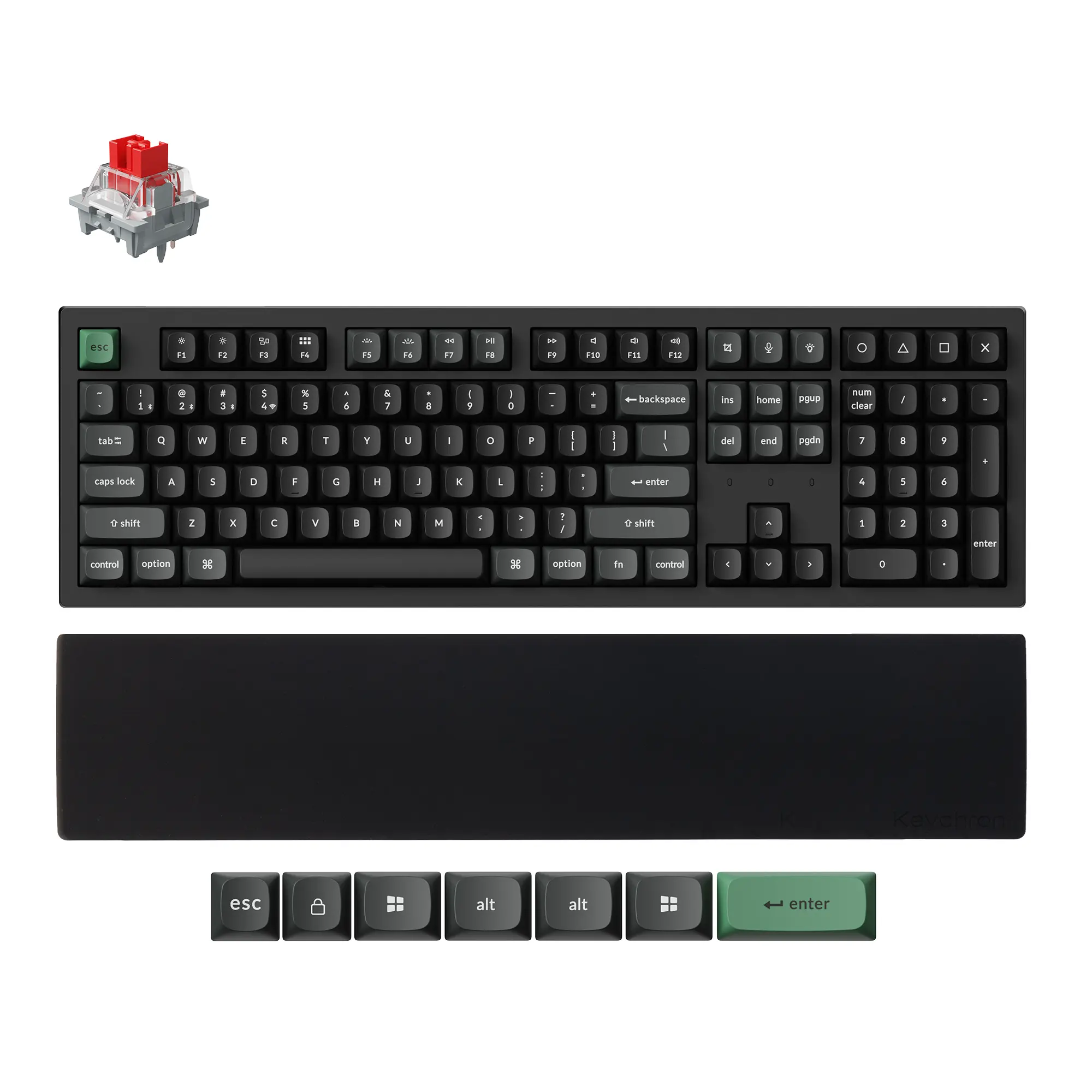 Keychron K10 Ultra 8K Wireless Mechanical Keyboard Bundle with Palm Rest, Full-Size, Bluetooth/2.4 GHz/USB-C, Hot-Swappable, RGB for Mac and Windows