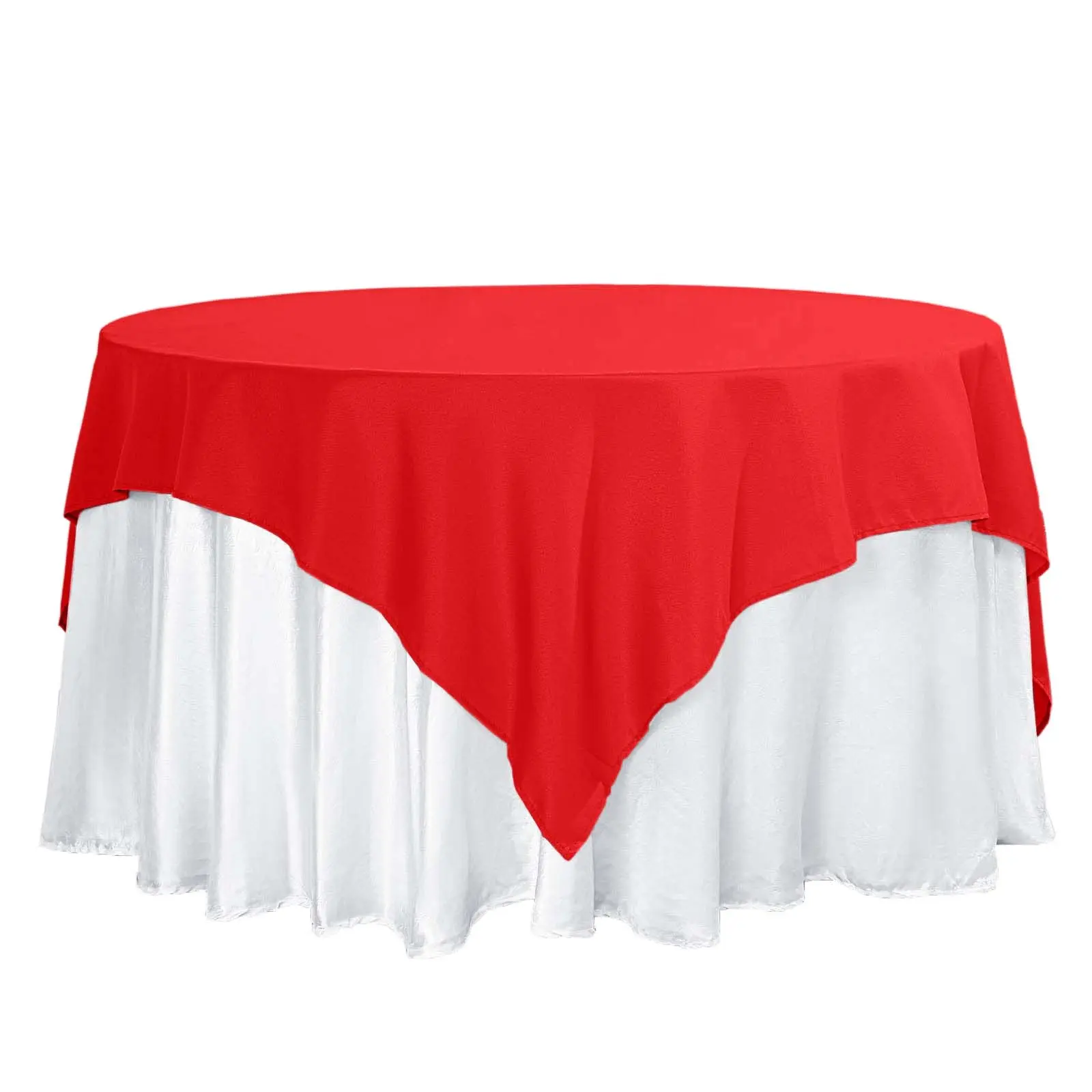 Polyester 70"x70" Square Table Overlay Tablecloth - Red, Wrinkle-Resistant, Durable, Decorative Outdoor Table Cover, Decor