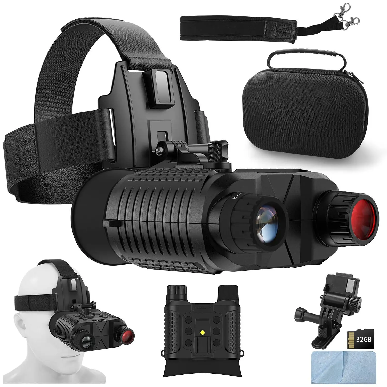Night Vision Goggles with 1080P FHD Recording, Tactical Helmet Mount Design, 400m Infrared Range & 8X Zoom for Hunting and Surveillance, 350-400M, 3M To Infinity