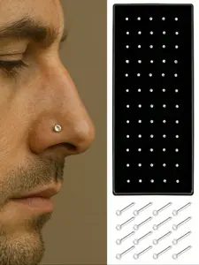 60pcs Set Simple & Elegant Straight Nose Stud, For Casual Daily Wear