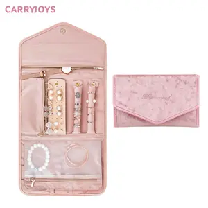 Elegant velvet jewelry pouch luxury plush large capcaity earings necklaces watches stroage bag with comparments waterproof portable