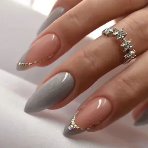 French Style Press On Nails | 24Pcs Luxury Glitter Nails | Diamond Designs