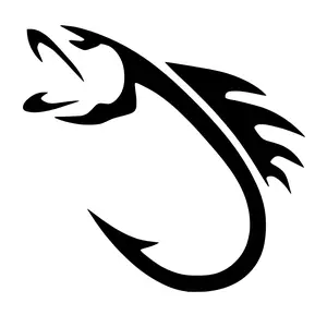 Fish Hook Decal - Black Fishing Sticker with Detailed Design for Versatile Use in Your Items