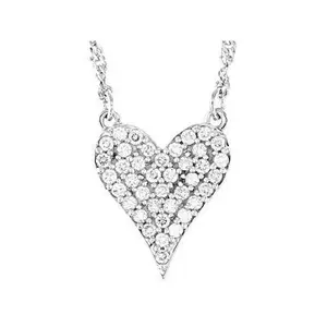 JTV White Lab-Grown Diamond H SI Rhodium Over Sterling Silver Elongated Heart Necklace 0.45ctw