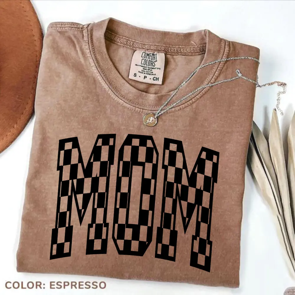 Comfort Colors Mom Checkered Shirt, Mama Shirt, New Mothers Day Tshirt, Cute Gift For Mom, Trendy Tee, Pregnancy Reveal