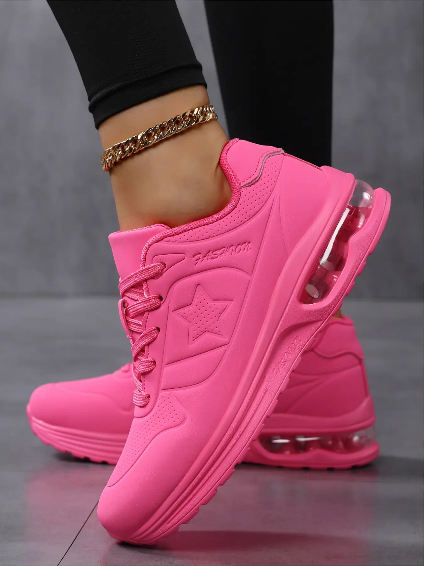 Women's Air Cushion Platform Sneakers, Lace-Up Shock Absorbing Athletic Fitness Running Shoes for Sports & Daily Life