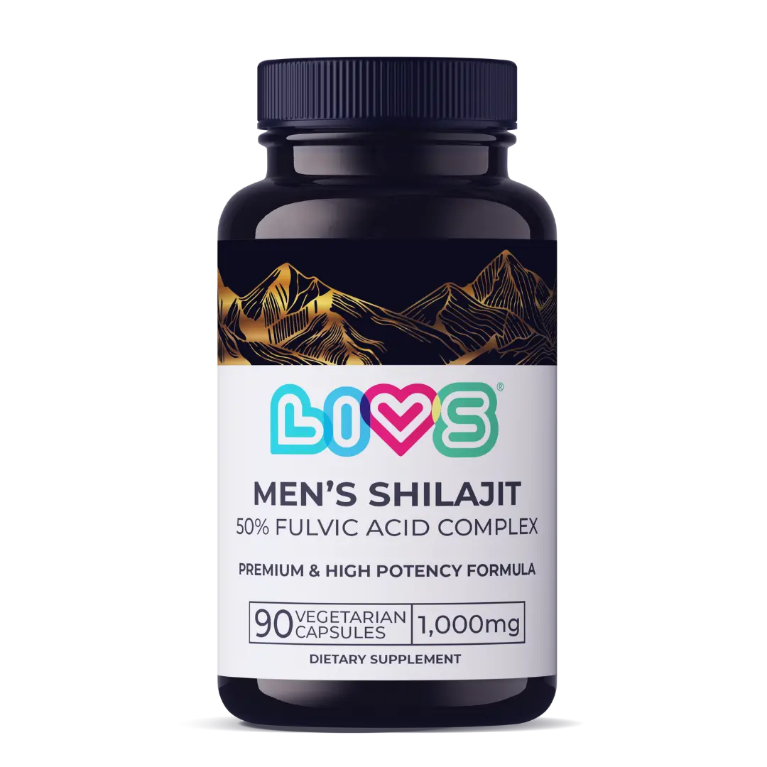 LIVS Men's Shilajit Gummy Vitamins 50% Fulvic Acid Complex 1000mg 90 Vegetarian Capsules Natural Supplement for Healthcare