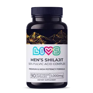 LIVS Men's Shilajit Gummy Vitamins 50% Fulvic Acid Complex 1000mg 90 Vegetarian Capsules Natural Supplement for Healthcare