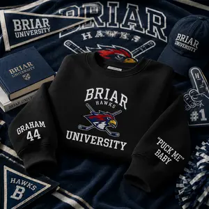 Briar Hawks Hockey Sweatshirt, University Hockey Crewneck, College Sports Pullover, Varsity Hawk Graphic Sweatshirt, Navy Hockey Fan Gift