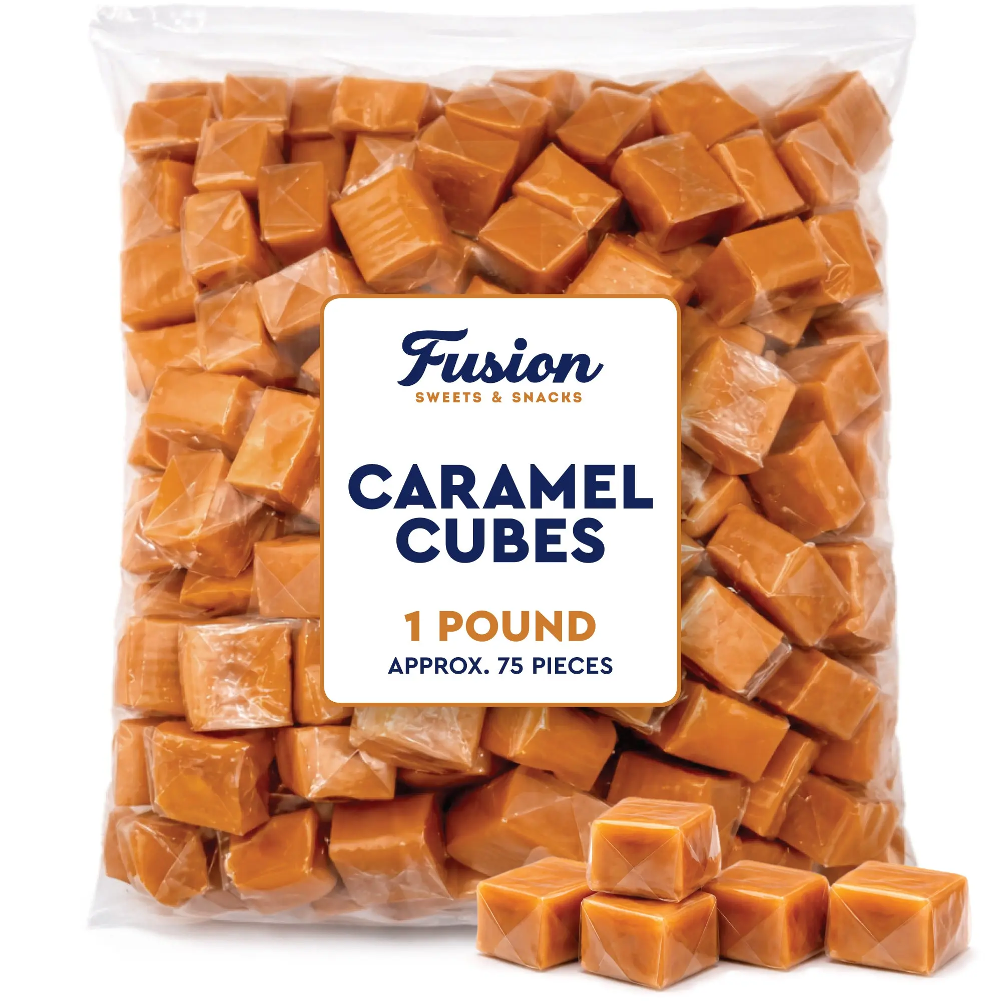 Individually Wrapped Vanilla Caramel Cubes - 1 lb Bulk Bag, Soft Classic Chewy Candy - Valentines Day, Office & Party Snacks, Cupboard Staple