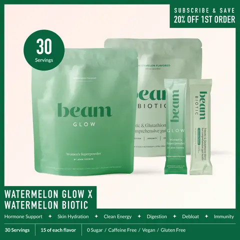 Beam Glow + Biotic Wellness Duo – Hormone Balance & Gut Health Support, Sugar Free, Caffeine Free, 30 Sticks (15 Biotic, 15 Glow)