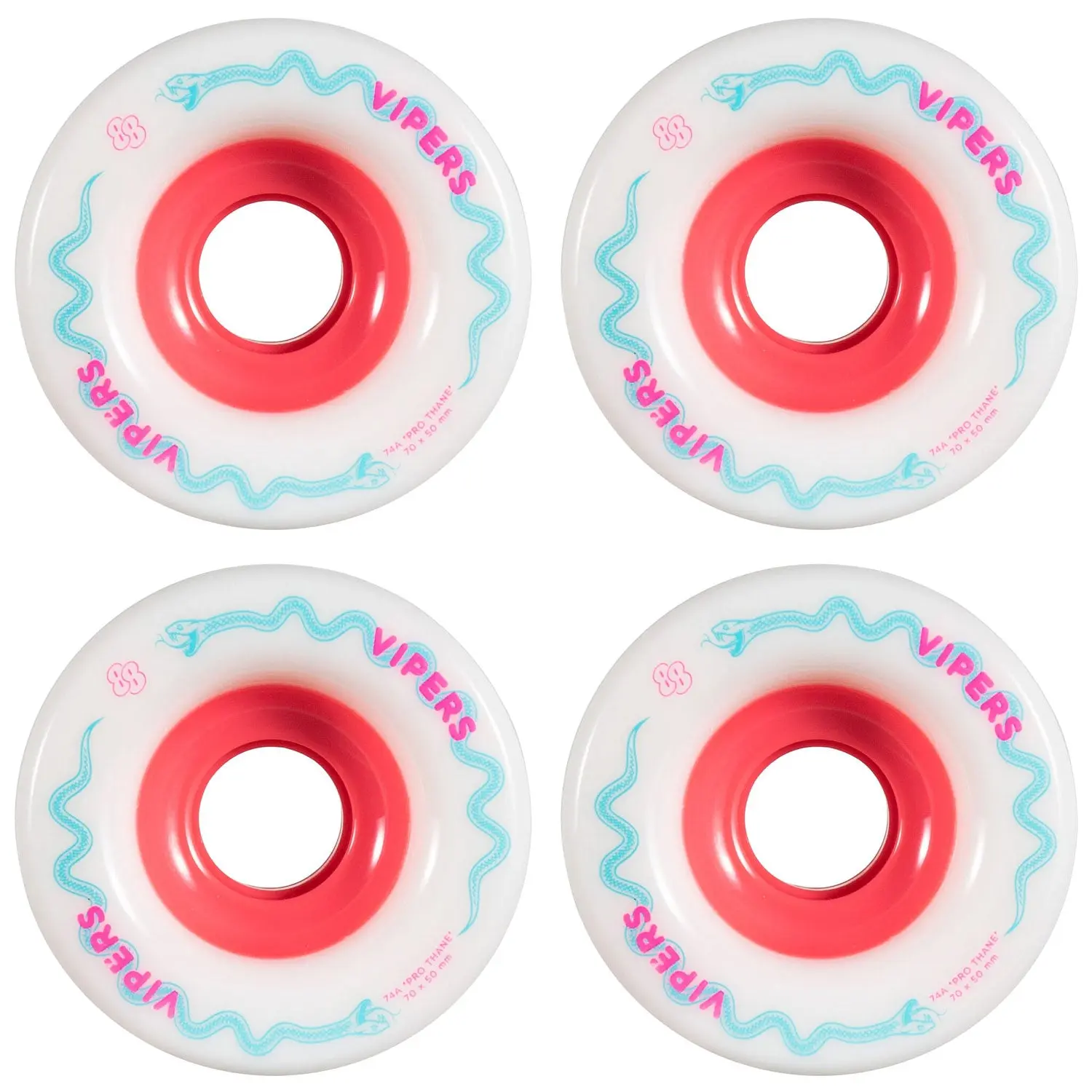 88 Wheel Co Longboard Wheels Viper Pro Freeride White 70mm 74A