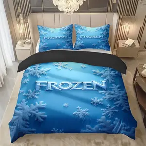 2/3 Pcs Frozen Theme Pattern Bedding Decorative Duvet Cover Set (1* Duvet Cover +1/2* Pillowcase, Core-free), Machine Washable, Zipper Seal, Multiple Sizes Suitable For All Seasons, Suitable For Bedrooms,guest Rooms, Perfect Gift Festivals