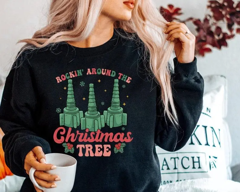 Rockin' Around the Christmas Tree Shirt - Funny Nurse & Respiratory Therapist Xmas Tee, ICU RN RRT Holiday Gift, Cotton Streetwear Top