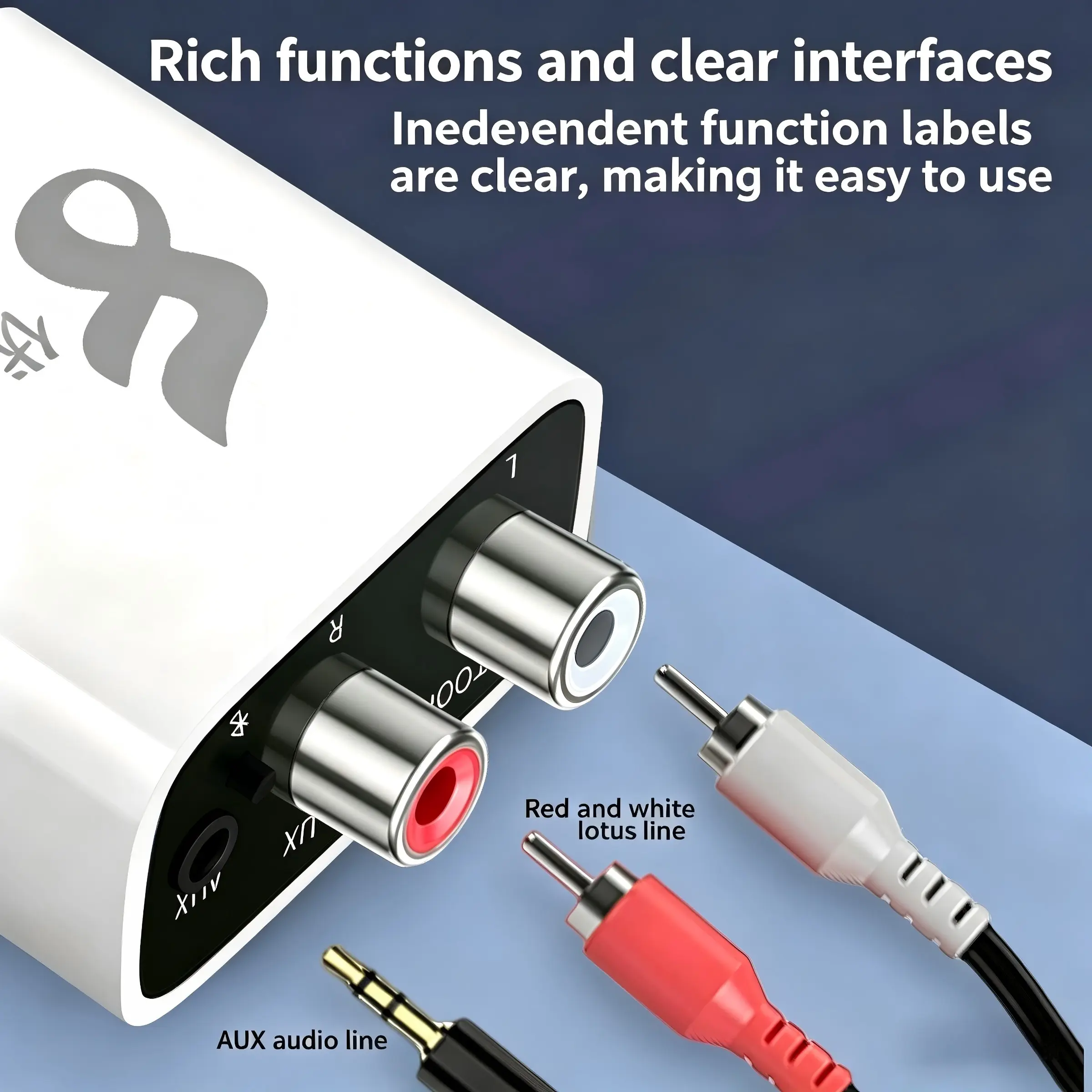Bluetooth-compatible Audio Receiver 5.0 for Old Speakers, Wireless Lossless Stereo, Auto Reconnect, Dual Output, Plug-And-Play, Us Plug, Audio Accessory