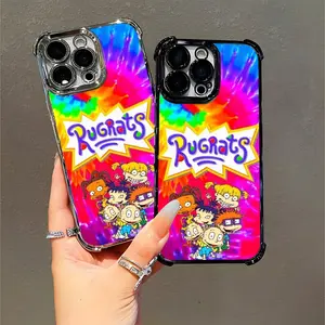 Rugrats Animated Phone Case with Vibrant Tie - Dye Pattern, Ideal for Animation Enthusiasts and Kids, Compatible with iPhone 11/12/13/14/15/16 (Pro Max/Plus)