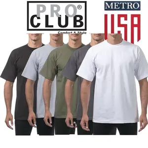 Pro Club Short Sleeve UNISEX Tee HEAVYWEIGHT Cotton T-Shirt Crewneck Classic Stylish Original Jersey Top Collar Small Stretch Thick Underwear Tshirt Streetwear Round Neck Shortsleeve men gifts funny