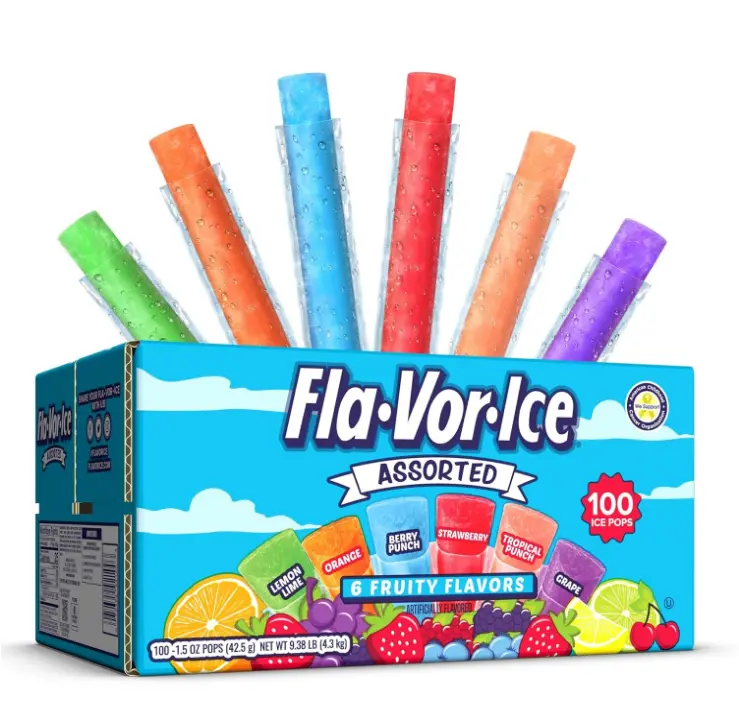 Fla-Vor-Ice Popsicle Variety Pack of 1.5 Oz Freezer Bars, Assorted Flavors, 100 Count Fla-Vor-Ice Popsicle Variety Pack of 1.5 Oz Freezer Bars, Assorted Flavors, 100 Count