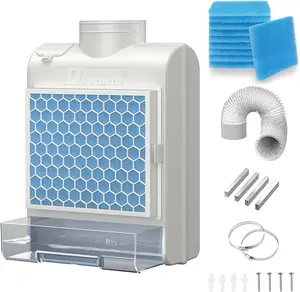 3-in-1 Indoor Dryer Vent Kit for Electric Dryer, Dryer Vent Box with 10 Pieces Polyester Filters, Stainless Steel Screen Filter and Water Drawer System (Vent Hose Include), White