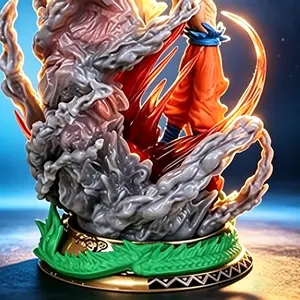 DBZ animation energy impact hand-with luminous energy ball+movable combat posture, dynamic collection of statues, suitable for display and gift giving