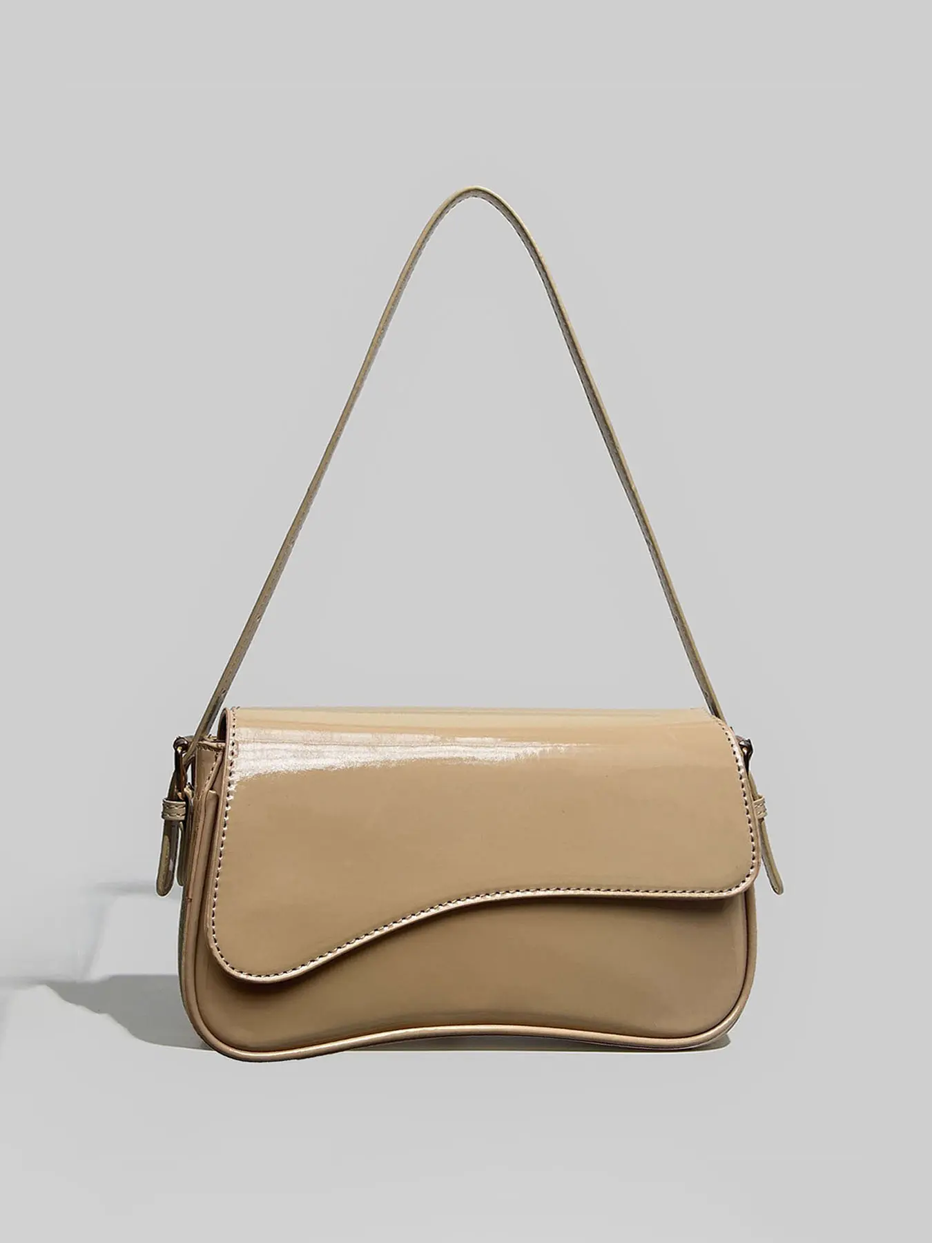 Khaki patent leather