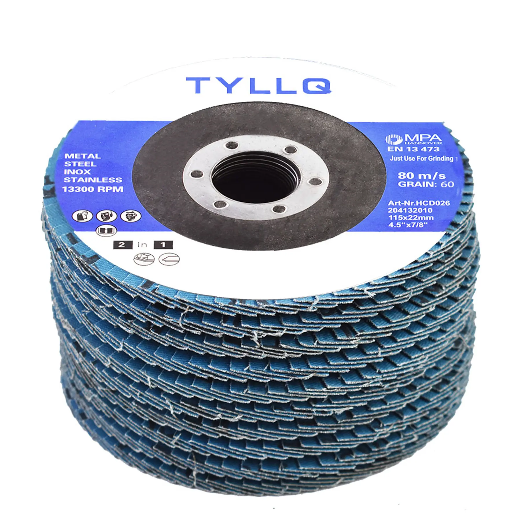 10-Pcs Premium Zirconia-Alumina Grinding Discs, 4.5"x0.875" 60 Grit Fibre Backed Abrasive Blades, Extra Durability, Extended Service Life, Fast Cutting Power Tool Accessory for DCG414B (Sanding, Aluminum Surface Cleaning)