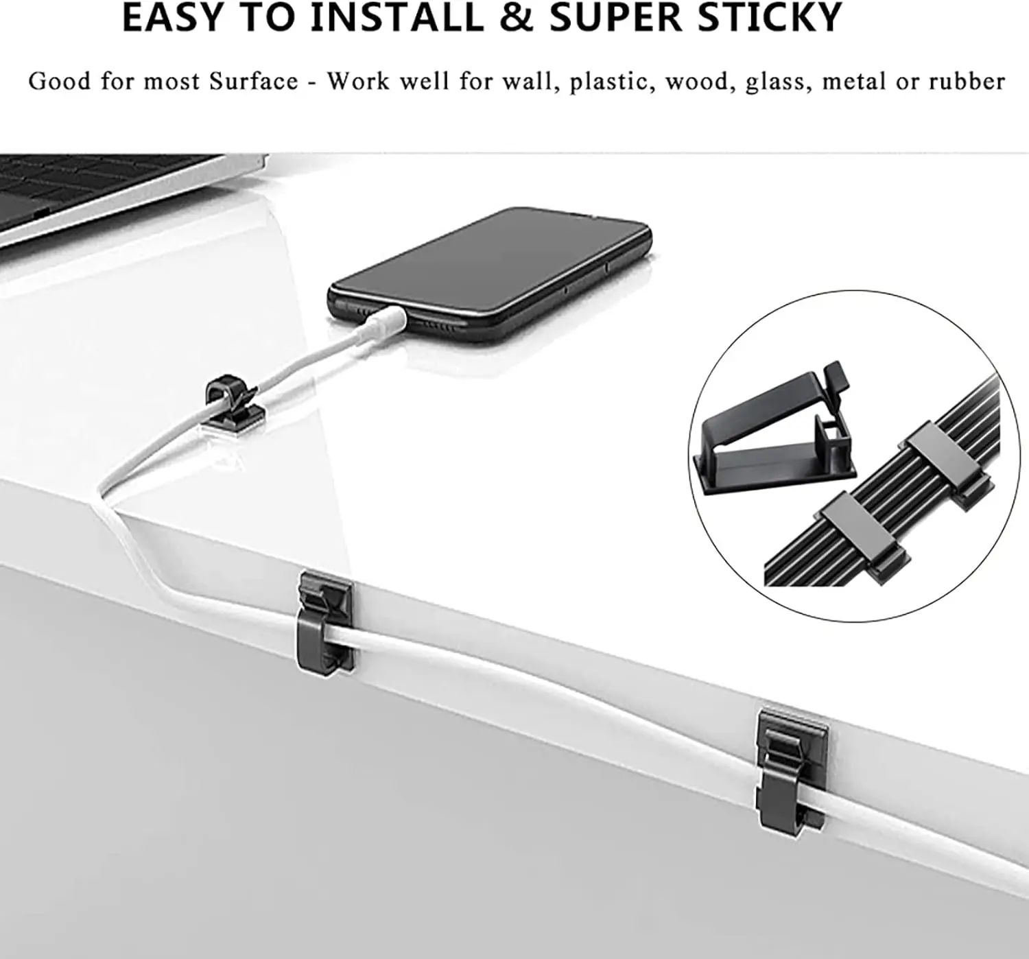 311Pcs Cable Management Organizer Kit 4 Cable Sleeve Split,53Cable Clips 12Cord Clips Holder,22 Cable Ties, 20 Adhesive Wall Cable Tie, 200Fasten Cable Ties for TV Office Home Electronics