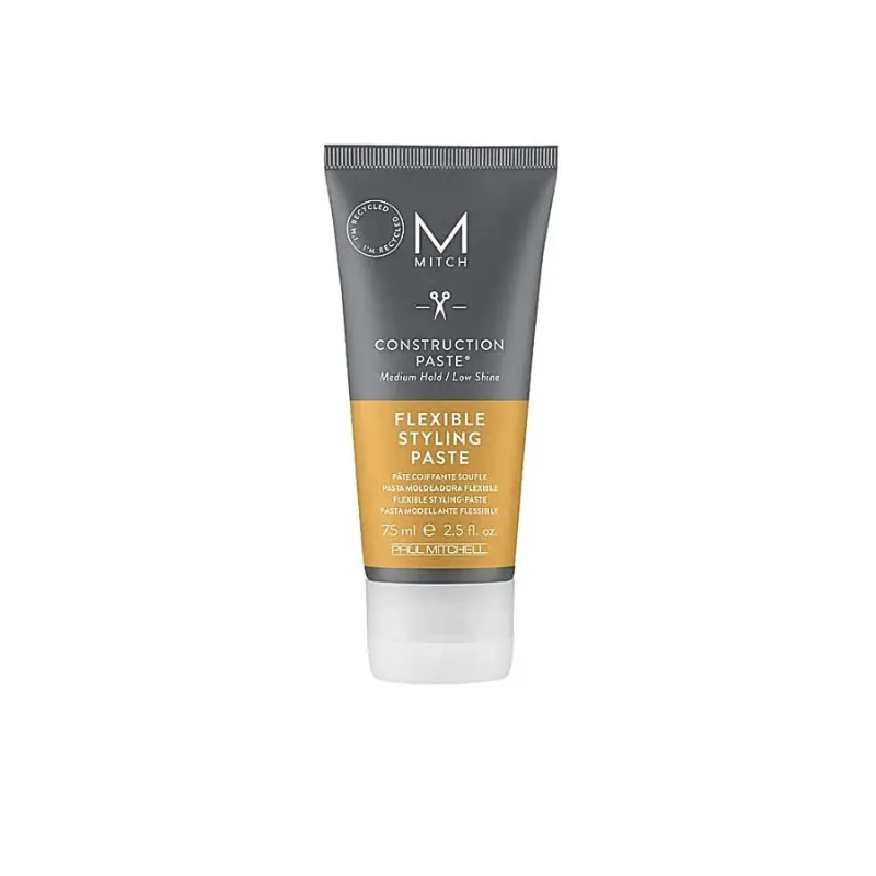 Paul Mitchell Men's Construction Cream Mesh Paste, Scented Styling Cream for Flexible Medium Hold, Defines Waves, Vegan, 2.5 fl. oz., Fragrance, Wavy, Bottle, Detangle, Haircare, Curly Hair
