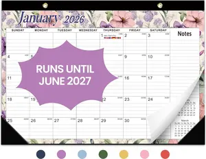 Desk Calendar 2026, 18 Months Calendar Runs from January 2026 to June 2027 - Large 17" x 12" Desktop/Wall Monthly Calendar for Home School, or Office - Vintage Floral