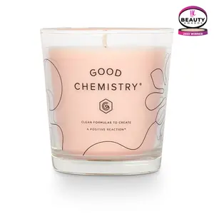 Good Chemistry Coconut + Chill Reusable Glass Candle - Cool, Creamy Coconut Scented Pink Candle