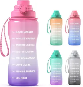 Giant Motivational Water Bottle with Built-in-Straw - Durable and Safe, BPA-Free Tritan Silicone/Plastic! Drink Drinkware Gradient Handy Lightweight Stylish Cup Mug Bottled Tumbler