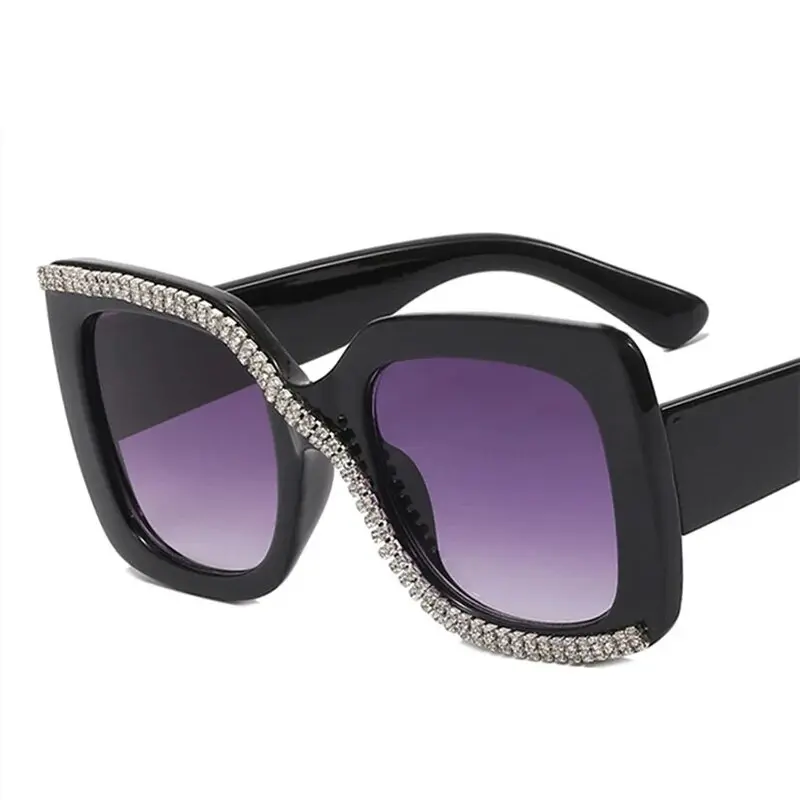 Retro Oversized Full Lens Sunglasses Reader for Women Diamond Polarized Sunglasses Rhinestone Square Reading Goggles glasses 2026 for your car decoration